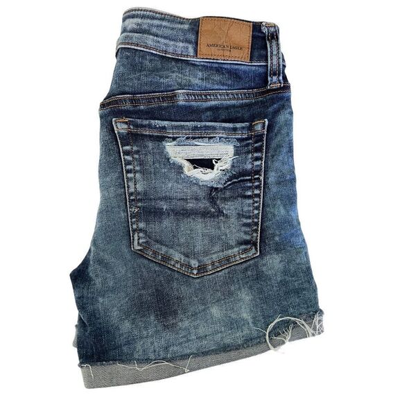 American Eagle outfitters Women’s Jean Shorts SZ 2 High Waisted Distressed Look - Picture 2 of 6